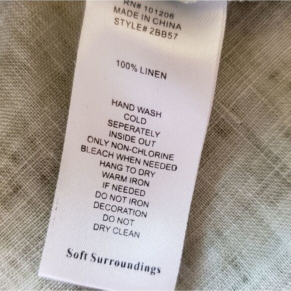 🔺️Soft Surroundings Olive Sequined Linen Long Sleeve Top XSmall - Picture 14 of 14